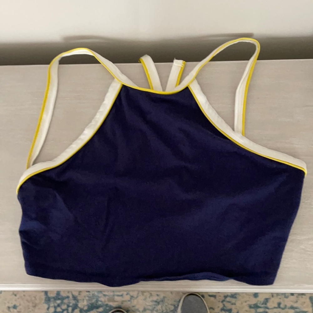 Navy backless crop top